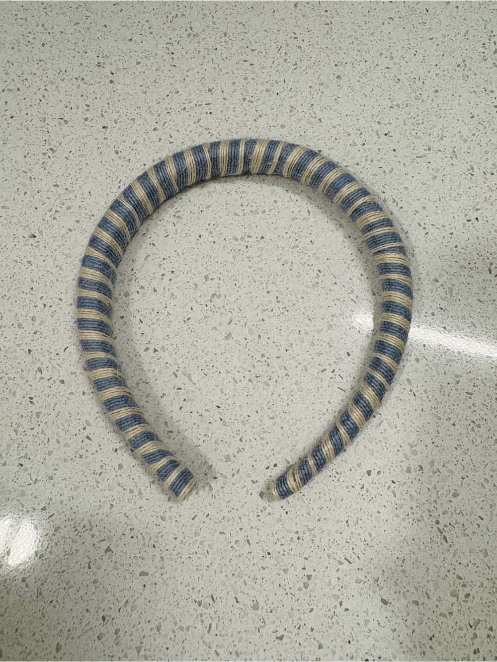 Striped Blue and Cream Wrapped Headband
